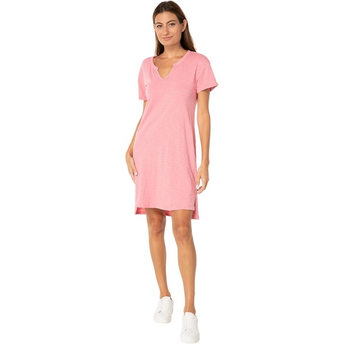  Mod-o-doc Slub Jersey Short Sleeve Split-Neck Dress