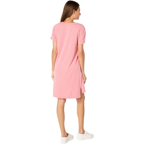  Mod-o-doc Slub Jersey Short Sleeve Split-Neck Dress