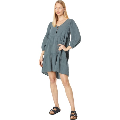  Mod-o-doc Double Layer Gauze 3u002F4 Sleeve Boho Tiered Dress