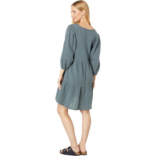  Mod-o-doc Double Layer Gauze 3u002F4 Sleeve Boho Tiered Dress