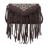 Montana West Wrangler Genuine Leather Fringe Crossbody Bag