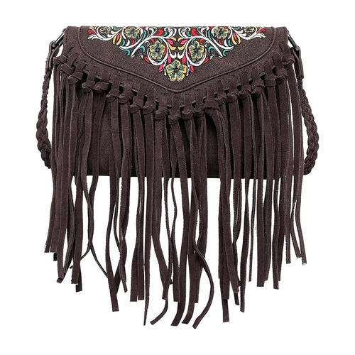  Montana West Wrangler Genuine Leather Fringe Crossbody Bag