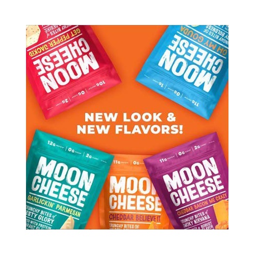  Moon Cheese, Cheddar believe it, 100% Cheddar cheese, Low-carb 10 oz, Keto-Friendly, high protein snack alternative to protein bars, cookies, and shakes (Pack of 2)