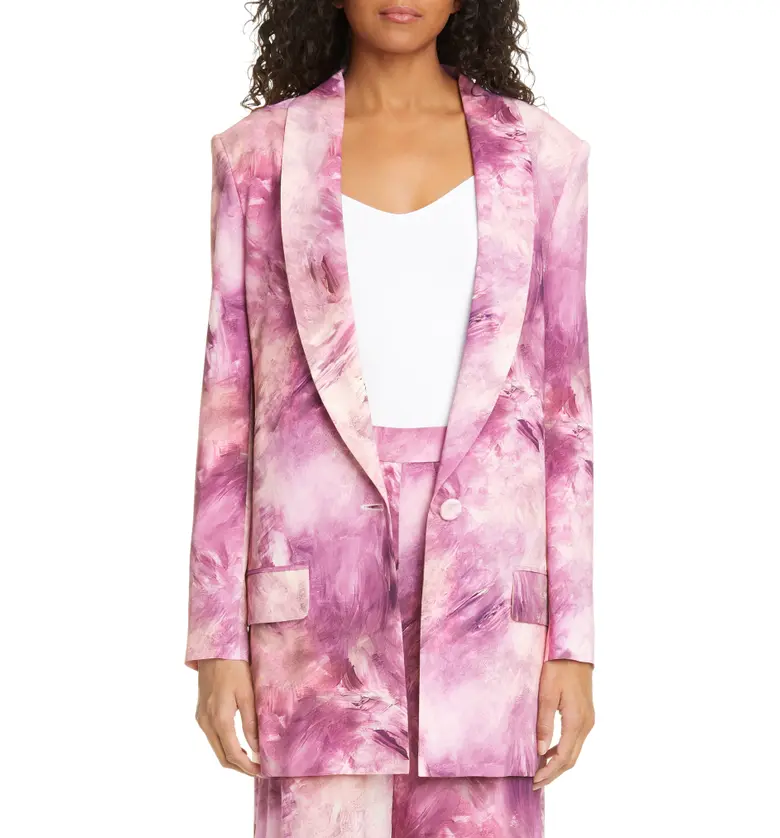 Moschino Paint Print Long Blazer_1224 FANTASY PINK