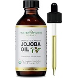 Mother Nature Organics Superfoods for Organic Living USDA Certified Organic Jojoba Oil, 100% Pure, Cold Pressed, Unrefined, Hexane Free Oil. Natural Moisturizer for Face, Hair & Skin | Carrier Base Oi