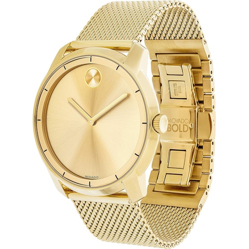  Movado Mens Swiss-Quartz Watch with Gold-Plated-Stainless-Steel Strap, 22 (Model: 3600373)
