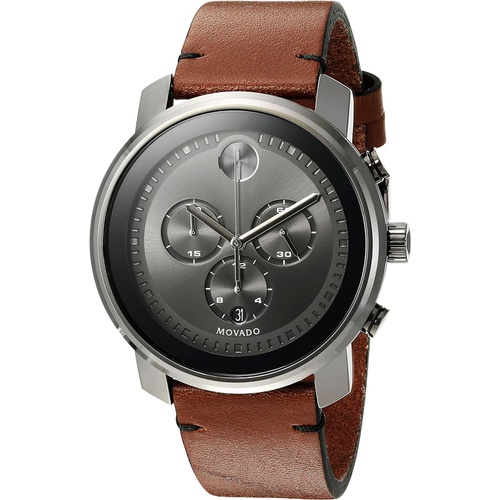 Movado Mens Swiss Quartz Stainless Steel and Brown Leather Casual Watch (Model: 3600367)