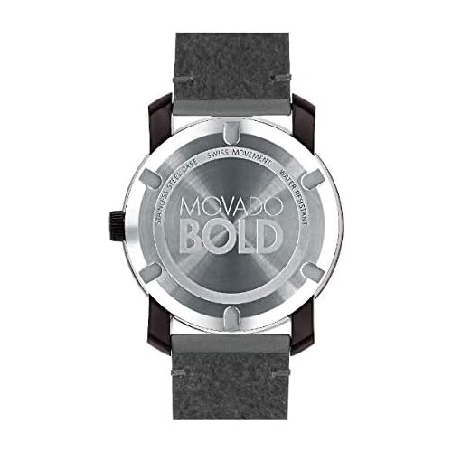  Movado Bold, TR90 Brown Stainless Steel Case, Brown Dial, Grey Leather Strap, Men, 3600455
