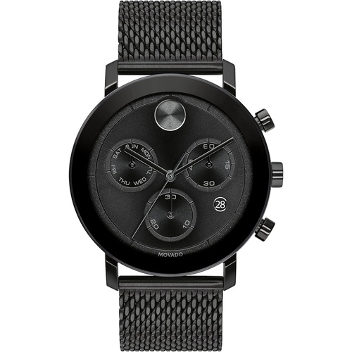  Movado Mens Bold Evolution Swiss Quartz Watch with Stainless Steel Strap, Black, 22 (Model: 3600760)