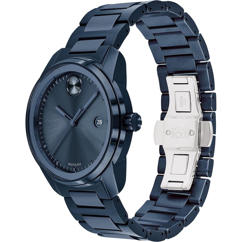  Movado Mens Bold Verso Swiss Quartz Watch with Stainless Steel Strap, Blue, 21 (Model: 3600737)