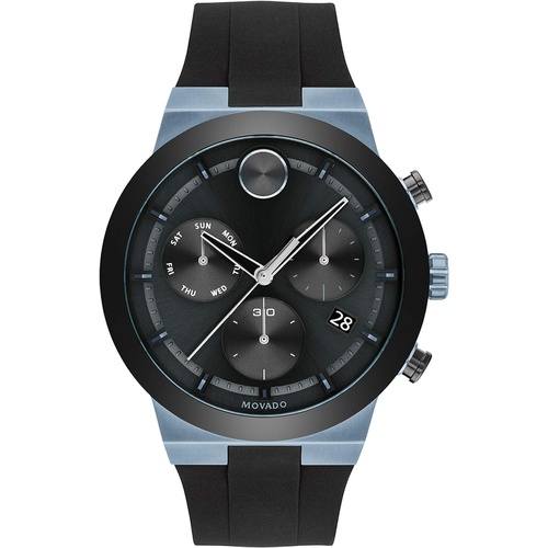  Movado Mens Stainless Steel Swiss Quartz Watch with Silicone Strap, Black, 27 (Model: 3600713)