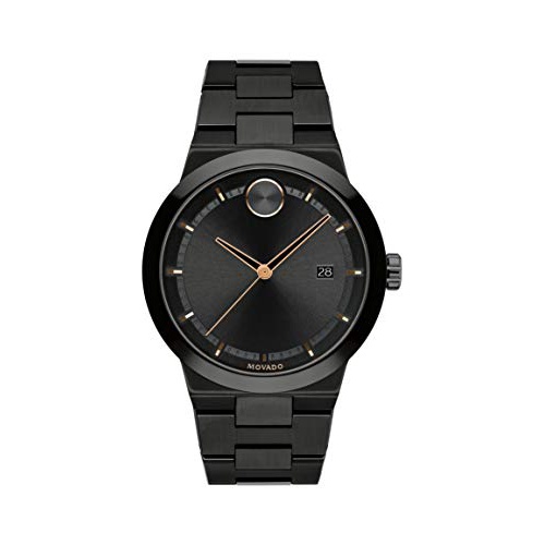  Movado Mens Bold Fusion Swiss Quartz Watch with Stainless Steel Strap, Black, 20 (Model: 3600662)