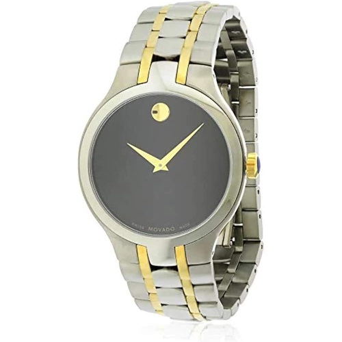  Movado Black Dial Two-Tone Mens Watch 0606958