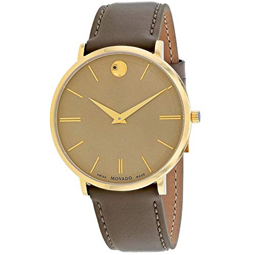  Movado Ultra Slim Beige Dial Taupe Leather Mens Watch 0607375