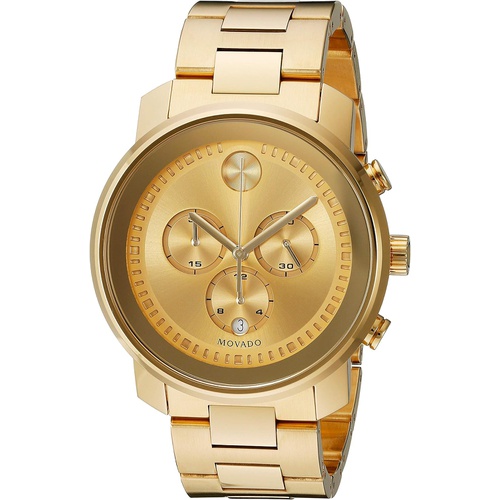  Movado Mens BOLD Metals Chronograph Watch with a Printed Index Dial, Gold (Model 3600278)