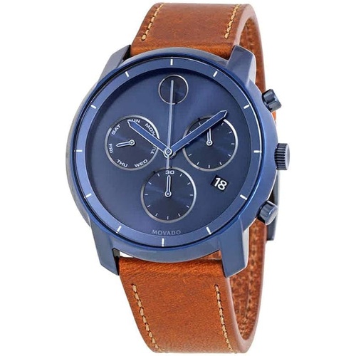  Movado Bold Ink Blue Sunray Dial Mens Chronograph Watch 3600476