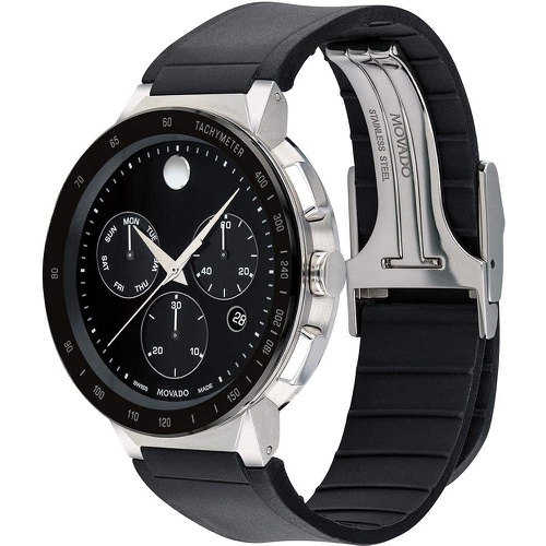  Movado Sapphire Chronograph Black Dial Mens Watch 0607240