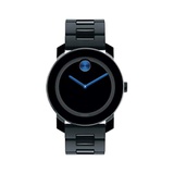 Movado Mens BOLD TR90 Watch with a Sunray Dot Black Dial, Black/Blue (Model 3600099)