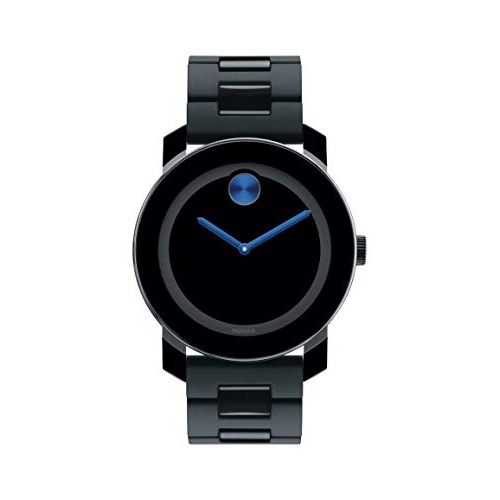  Movado Mens BOLD TR90 Watch with a Sunray Dot Black Dial, Black/Blue (Model 3600099)