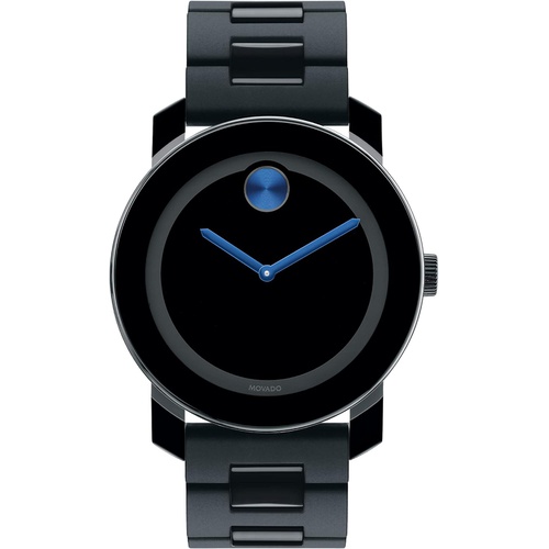  Movado Mens BOLD TR90 Watch with a Sunray Dot Black Dial, Black/Blue (Model 3600099)