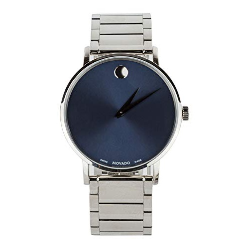  Movado Mens 40mm Ultra Slim Bracelet & Blue Museum Dial Watch