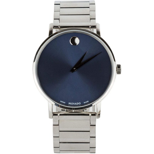  Movado Mens 40mm Ultra Slim Bracelet & Blue Museum Dial Watch