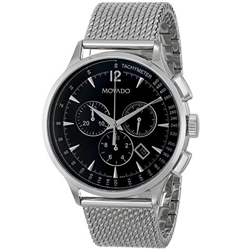  Movado Mens 0606803 Movado Circa Stainless Steel Watch with Mesh Band