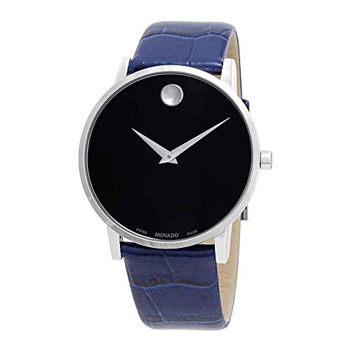  Movado Black Dial Blue Strap Mens Watch 0607221