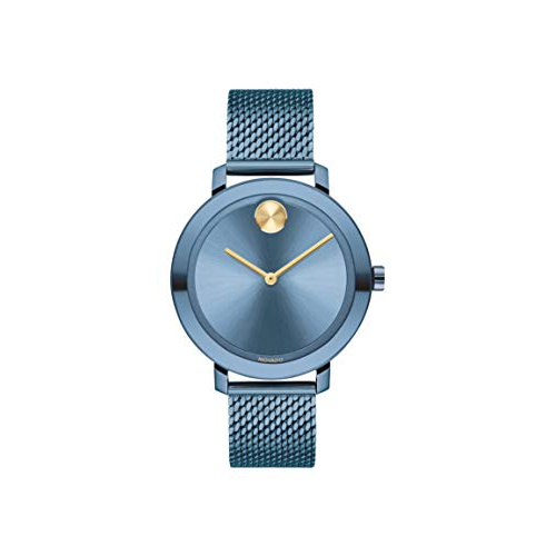  Movado Womens Bold Evolution Swiss Quartz Watch with Stainless Steel Strap, Blue, 15 (Model: 3600675)