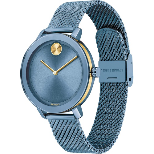  Movado Womens Bold Evolution Swiss Quartz Watch with Stainless Steel Strap, Blue, 15 (Model: 3600675)