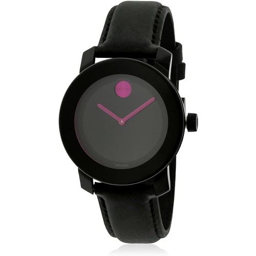  Movado Bold Black Pink Dial Ladies Womens Watch 3600482