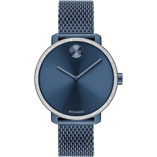  Movado Womens Bold Shimmer Swiss Quartz Watch with Stainless Steel Strap, Blue, 15 (Model: 3600780)