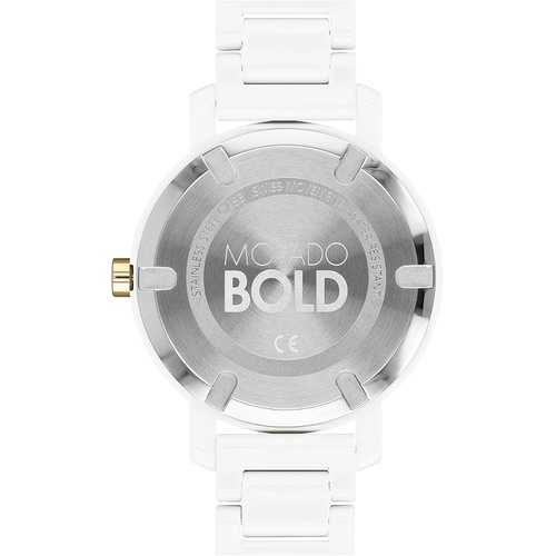  Movado Womens Stainless Steel & Ceramic Swiss Quartz Watch Strap, White, 16 (Model: 3600710)
