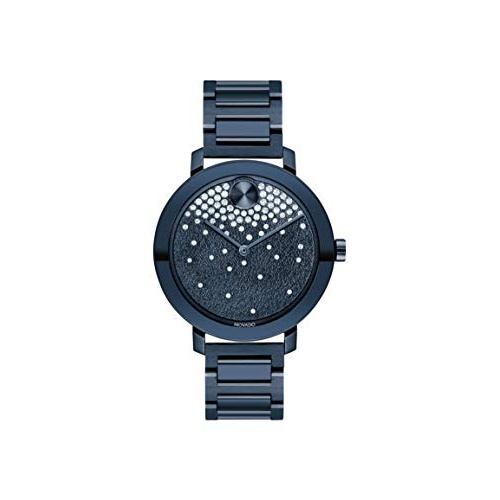  Movado Womens Swiss Quartz Watch with Stainless Steel Strap, Blue, 15 (Model: 3600706)