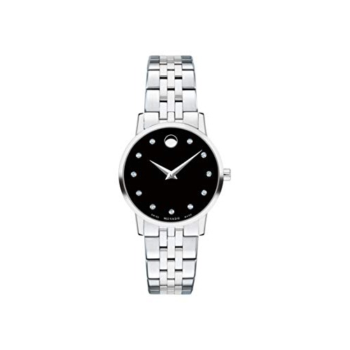  Movado Museum, Stainless Steel Case, Black Dial, Stainless Steel Bracelet, Women, 0607207