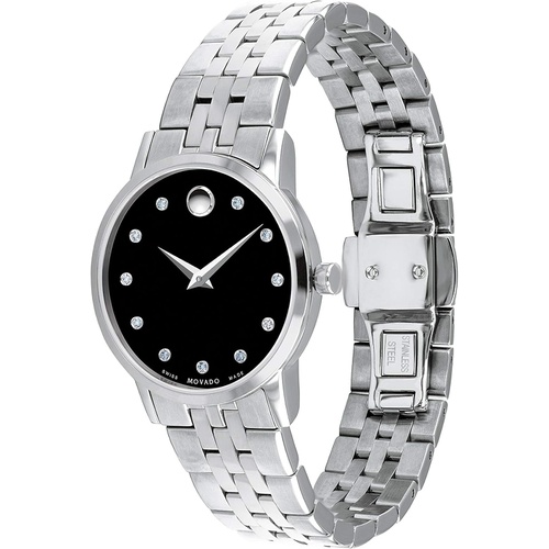  Movado Museum, Stainless Steel Case, Black Dial, Stainless Steel Bracelet, Women, 0607207