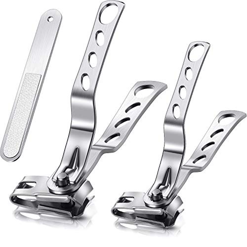  Mudder 3 Pieces Nail Clippers File Kit 360-Degree Rotating Head Stainless Steel Toenail Fingernail Toe Clippers Cutters for Hand Foot Care Manicure Tool