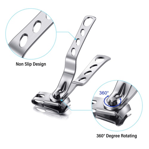  Mudder 3 Pieces Nail Clippers File Kit 360-Degree Rotating Head Stainless Steel Toenail Fingernail Toe Clippers Cutters for Hand Foot Care Manicure Tool