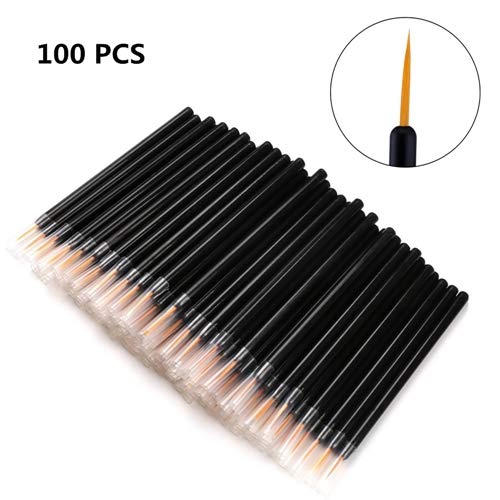  N/ A Zarivy 100 Pack Disposable Eyeliner Makeup Brushes With Covers On the Hair, Makeup Eye Liner Tools Wands Applicator(Size: 9cm, Thick: 0.2cm, Color: Black)