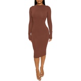 Naked Wardrobe NW Long Sleeve Dress_CHOCOLATE