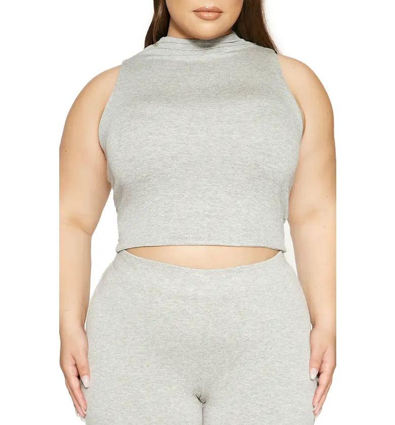 Naked Wardrobe Signature Double Lined Crop Top_HEATHER GREY