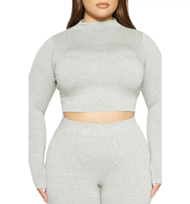 Naked Wardrobe The NW Crop Top_HEATHER GREY