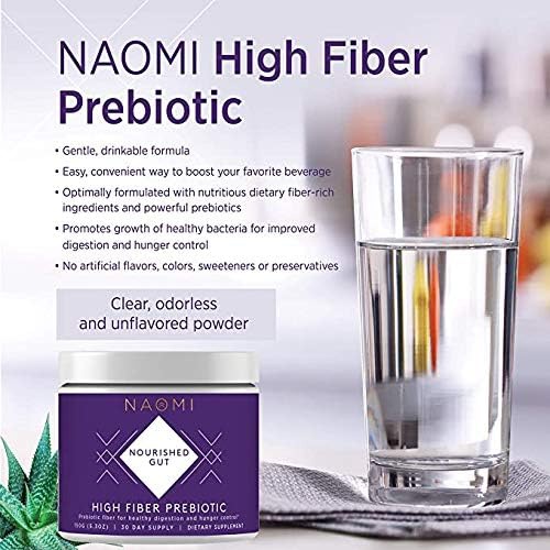  NAOMI Nourished Gut Prebiotic Fiber Supplement for Healthy Women Probiotics, Sugar Free Fiber Powder Supplement That Promotes Gut Health, Digestive Health and Regularity - 30 Servi