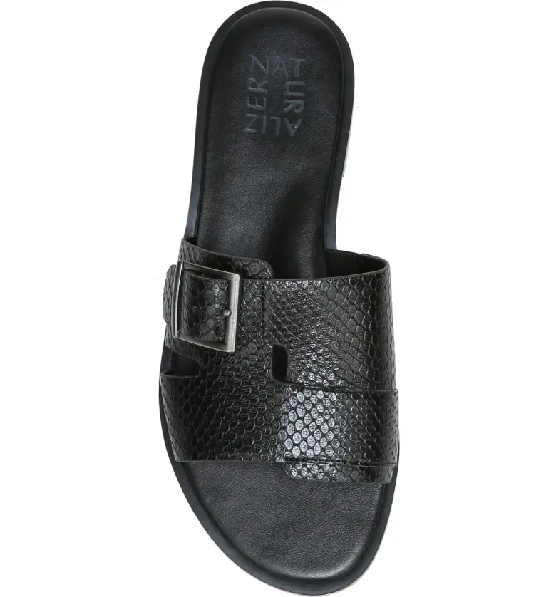  Naturalizer Faryn Slide Sandal_BLACK SNAKE LEATHER