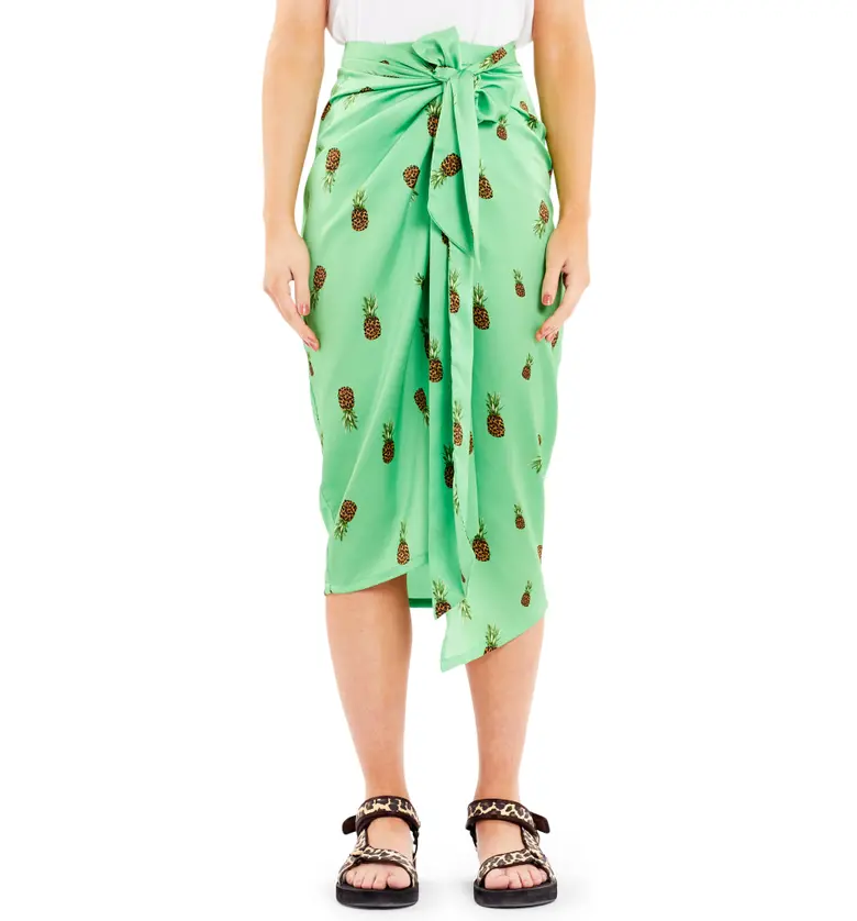 Never Fully Dressed Pineapple Print Wrap Skirt_GREEN