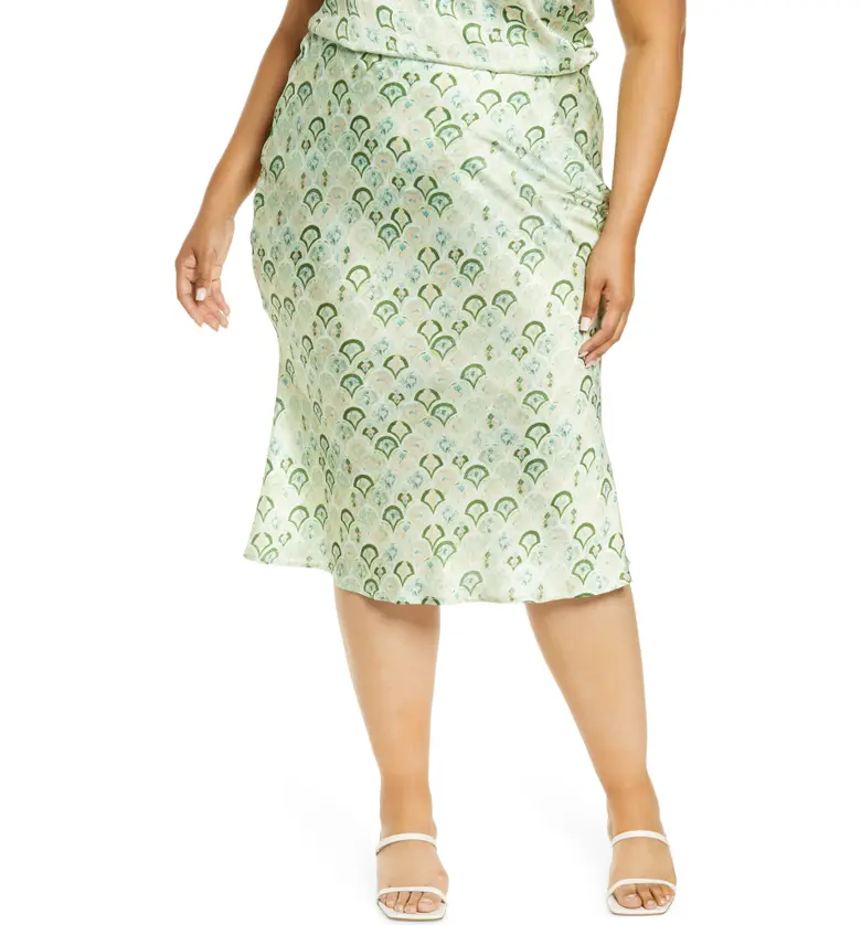 Never Fully Dressed Marble Print Slip Skirt_GREEN