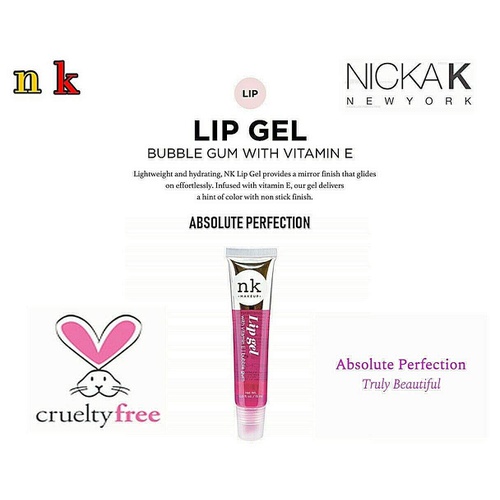  NICKA K NEW YORK VARIETY SET OF 5 NK Hydrating Lip Gel - Vitamin E Thick Gloss. (Clear, Rosehip Oil, Bubble Gum, Cherry, Strawberry)