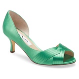 Nina Contesa Open Toe Pump_GREEN SATIN