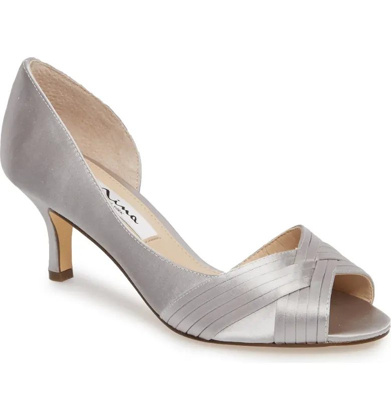 Nina Contesa Open Toe Pump_SILVER SATIN