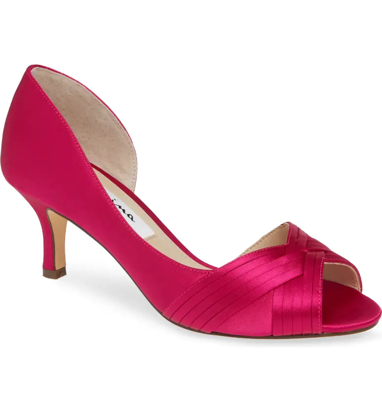 Nina Contesa Open Toe Pump_PERSIAN ROSE SATIN